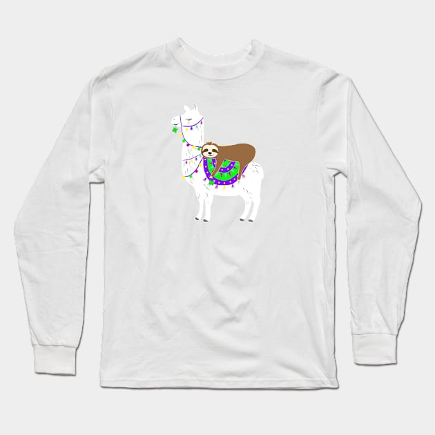 Lucky Llama and Sloth Long Sleeve T-Shirt by Sandy Mitsuko Art